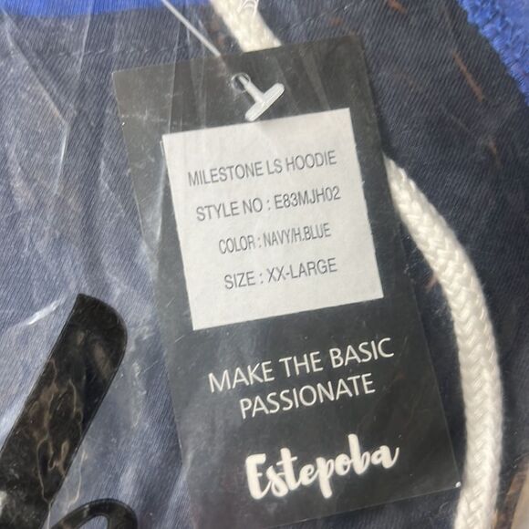 Estepoba Navy/Heather Blue Athletic Fit Lightweight Henley Pullover Shirt XXL - Picture 5 of 7